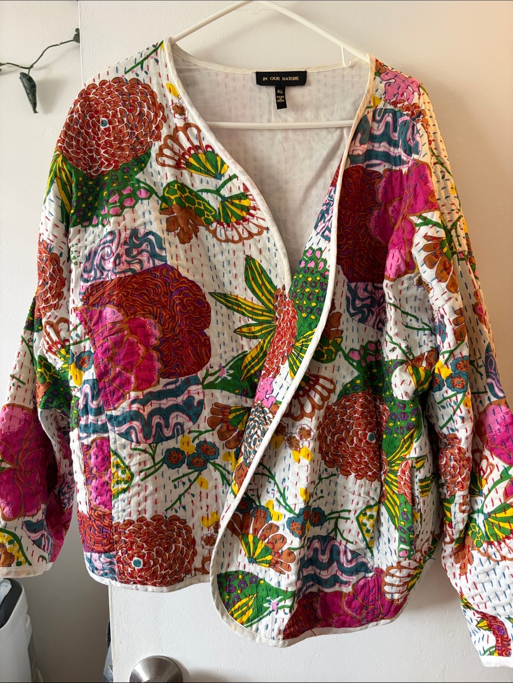 White Floral Quilted Jacket